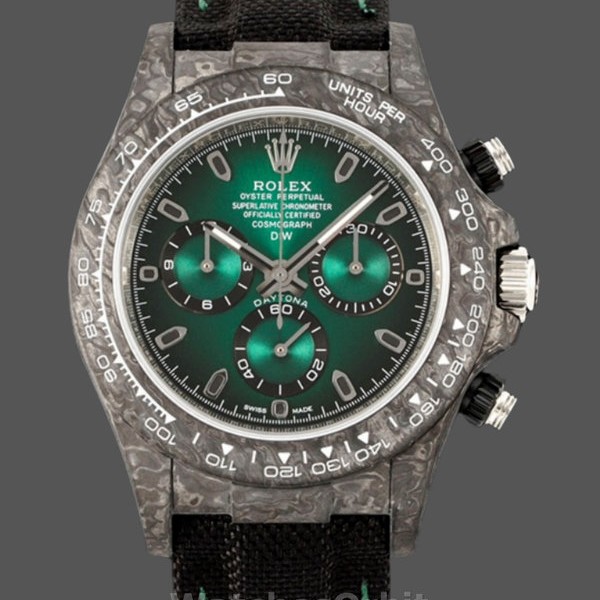 Mens Rolex Cosmograph Daytona DIW 40MM Carbon Fiber Green Dial Green Dial Replica Watch Image