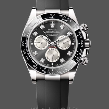 Men's Rolex Cosmograph Daytona-126519LN 0004, White Gold, Bright Black Steel, Diamond Dial, Black
