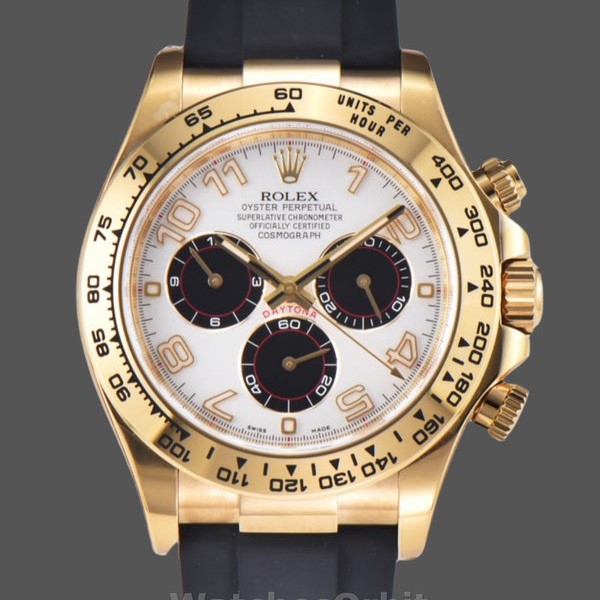 Mens Rolex Cosmograph Daytona Yellow Gold Silver Dial 116518 Silver Dial Replica Watch Image