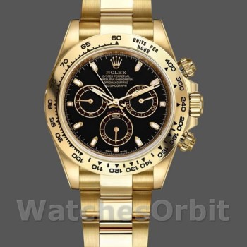 Men's Rolex Daytona-116508, 40mm, Yellow Gold, Black Index Dial, Men’s Black