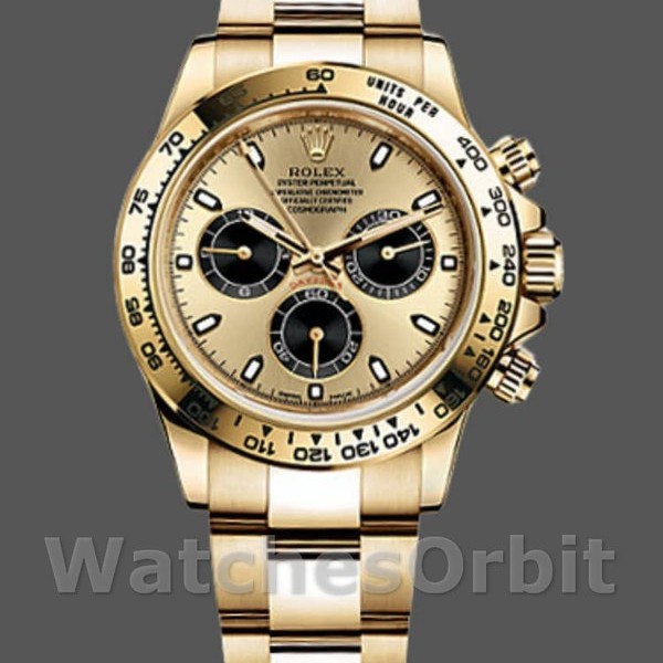 Mens Rolex Daytona-116508, 40mm, Yellow Gold, Champagne Index Dial, Men’s Champagne Replica Watch Image