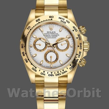 Men's Rolex Daytona-116508, 40mm, Yellow Gold, White Index Dial, Men’s White