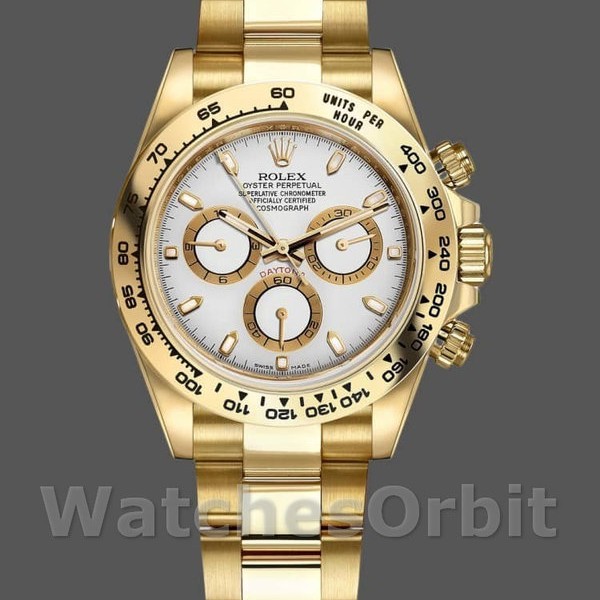 Mens Rolex Daytona-116508, 40mm, Yellow Gold, White Index Dial, Men’s White Replica Watch Image