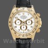 Mens Rolex Daytona 40mm Mens-116518-Black Leather Strap-White Dial White Replica Image