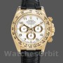 Men's Rolex Daytona 40mm Men's-116518-Black Leather Strap-White Dial White