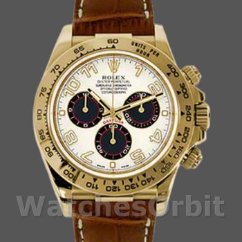 Men's Rolex Daytona 40mm Men's-116518-Ivory Dial-Brown Leather Strap Ivory
