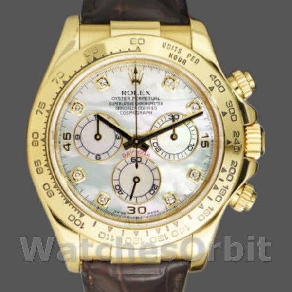 Mens Rolex Daytona 40mm Mens-116518-MOP Diamond Dial-Yellow Gold MOP Diamond Replica Image