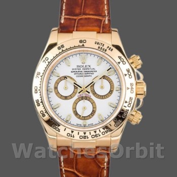Men's Rolex Daytona 40mm Men's-116518-Yellow Gold-Automatic-White Dial White