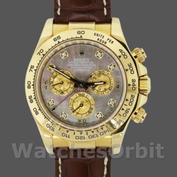 Men's Rolex Daytona 40mm Men's-116518-Yellow Gold-Dark MOP-Diamonds Dial Luxury