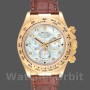 Men's Rolex Daytona 40mm Men's-116518-Yellow Gold-MOP Dial-Brown Strap MOP