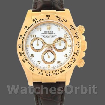 Men's Rolex Daytona 40mm Men's-116518-Yellow Gold-White Dial White