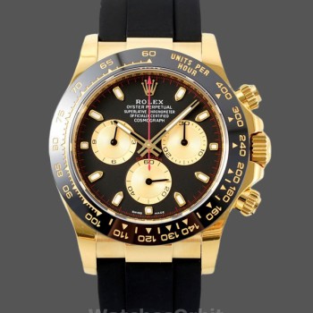 Men's Rolex Daytona 40mm Men's-116518LN-Black Dial-Rubber Strap Black