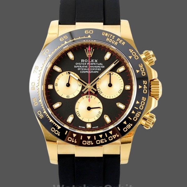 Mens Rolex Daytona 40mm Mens-116518LN-Black Dial-Rubber Strap Black Replica Image