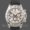 Mens Rolex Daytona 40mm Mens-116519-Black Alligator Leather Strap-Silver Dial Silver Replica Image
