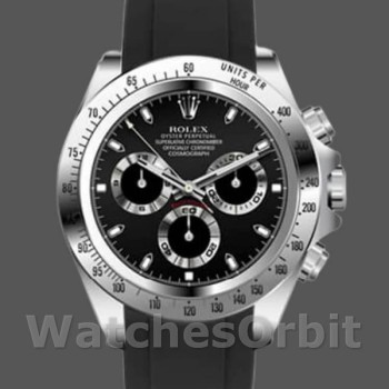 Men's Rolex Daytona 40mm Men's-116519-Black Dial-Black Rubber Strap Black<br />