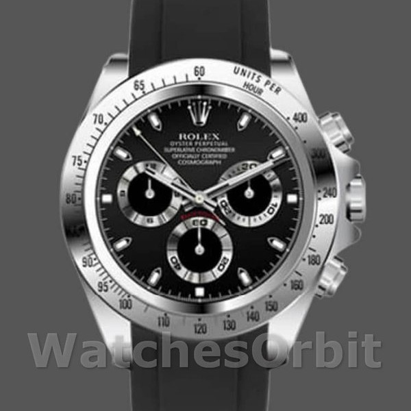Mens Rolex Daytona 40mm Mens-116519-Black Dial-Black Rubber Strap Black<br /> Replica Image