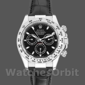 Men's Rolex Daytona 40mm Men's-116519-Black Leather Strap-Black Dial Black<br />