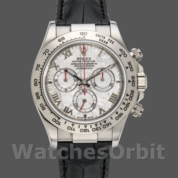Mens Rolex Daytona 40mm Mens-116519-Black Leather Strap-Meteorite Dial Meteorite Replica Image