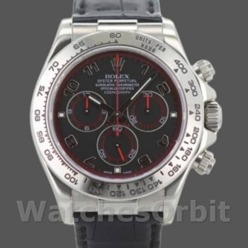 Men's Rolex Daytona 40mm Men's-116519-Black Racing Dial-Leather Strap Black<br />