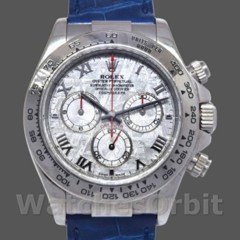 Men's Rolex Daytona 40mm Men's-116519-Blue Leather Strap-Meteorite Dial Meteorite
