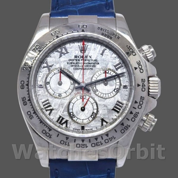 Mens Rolex Daytona 40mm Mens-116519-Blue Leather Strap-Meteorite Dial Meteorite Replica Image