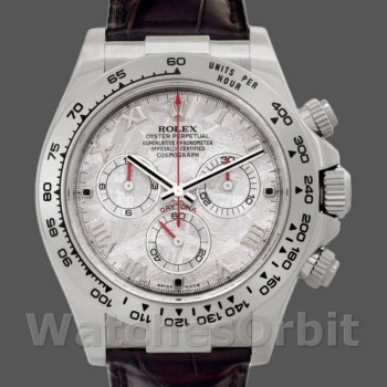Men's Rolex Daytona 40mm Men's-116519-Brown Leather Strap-Meteorite Dial Meteorite