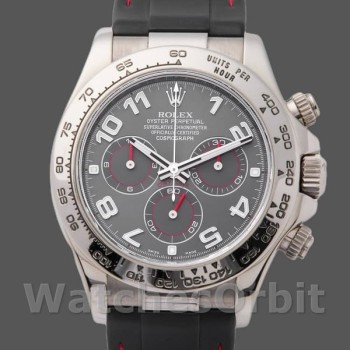 Men's Rolex Daytona 40mm Men's-116519-Grey Dial-Black RubberB Strap Gray