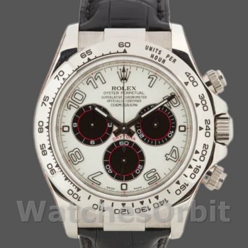 Men's Rolex Daytona 40mm Men's-116519-Panda Dial-Black Leather Strap White