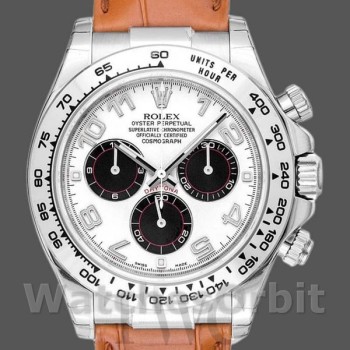 Men's Rolex Daytona 40mm Men's-116519-Panda Dial-Brown Leather Strap White