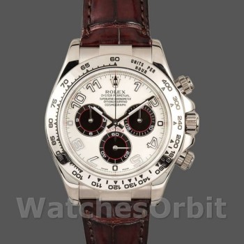 Men's Rolex Daytona 40mm Men's-116519-Panda Dial-Chocolate Leather Strap White