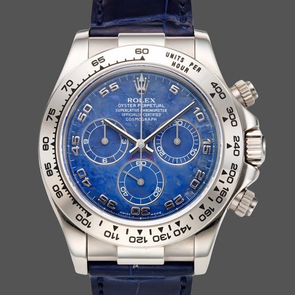 Mens Rolex Daytona 40mm Mens-116519-Sodalite Arabic Dial-Blue Alligator Leather Sodalite Arabic Replica Image