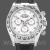 Mens Rolex Daytona 40mm Mens-116519-White Arabic Dial-Black Leather Strap White Arabic Replica Image