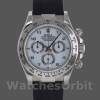 Mens Rolex Daytona 40mm Mens-116519-White Arabic Dial-Black Rubber Strap White Replica Image