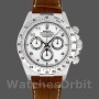 Men's Rolex Daytona 40mm Men's-116519-White Arabic Dial-Brown Leather Strap White