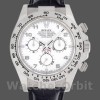 Mens Rolex Daytona 40mm Mens-116519-White Dial-Black Leather Strap White Replica Image