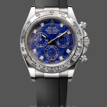 Men's Rolex Daytona 116519 White Gold with Blue Garnet Disc and Diamond Markings Blue Dial