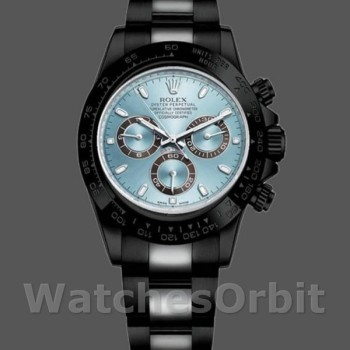 Men's Rolex Daytona 40mm Men's-116523-Black PVD/DLC Coated-Stainless Steel Ice Blue