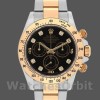 Mens Rolex Daytona 40mm Mens-116523-Stainless Steel-Black Diamond Dial Black Replica Image