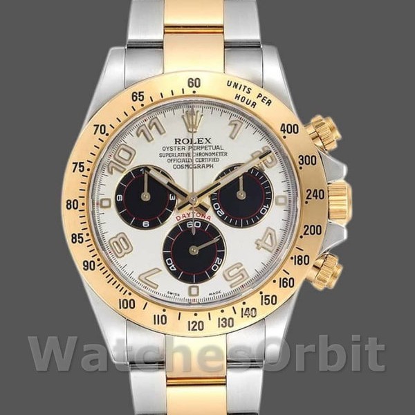Mens Rolex Daytona 40mm Mens-116523-White Arabic-Panda Dial White Replica Image