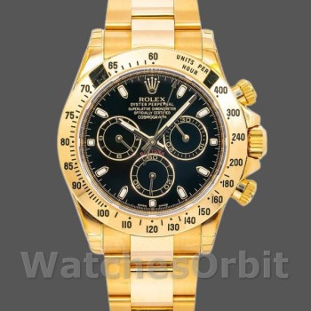 Men's Rolex Daytona 40mm Men's-116528-Black Dial-Yellow Gold Black