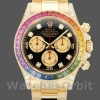 Mens Rolex Daytona 40mm Mens-116528-Rainbow Bezel-Black Diamond Dial Black Replica Image