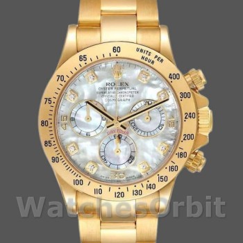 Men's Rolex Daytona 40mm Men's-116528-Yellow Gold-MOP-Diamond Dial MOP