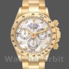 Mens Rolex Daytona 40mm Mens-116528-Yellow Gold-MOP-Diamond Dial MOP Replica Image