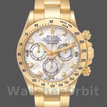Men's Rolex Daytona 40mm Men's-116528-Yellow Gold-MOP-Diamond Dial MOP