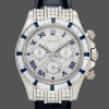 Mens Rolex Daytona 40mm Mens-116599-Pave Diamond Dial-Blue Leather Strap Blue Replica Image