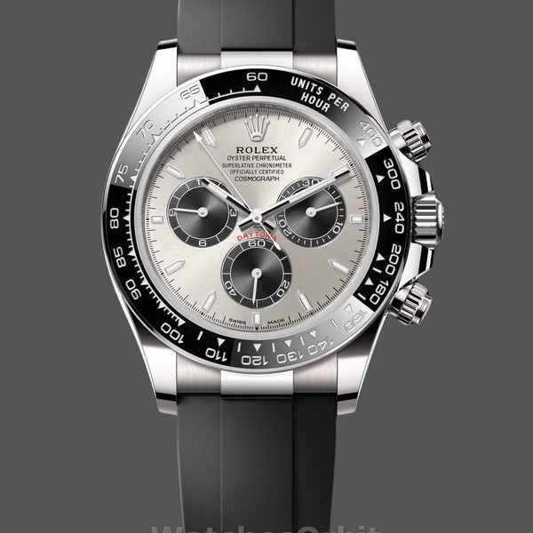 Mens Rolex Daytona-126519LN 0006, 40mm, White Gold Oysterflex, Silver Ghost Dial, Gray Replica Watch Image