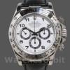 Mens Rolex Daytona 40mm Mens-16519-White Dial-Black Leather Strap White Replica Image
