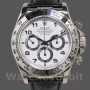 Men's Rolex Daytona 40mm Men's-16519-White Dial-Black Leather Strap White