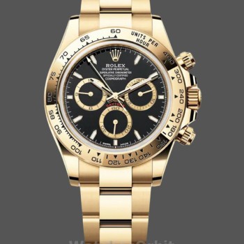 Men's Rolex Daytona-126508 0004, 40mm, Yellow Gold Oyster Bracelet, Black Stick Dial, Black