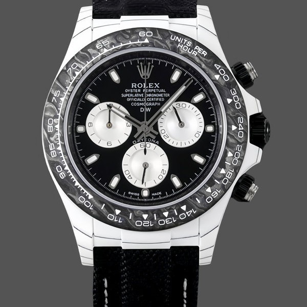 Mens Rolex Daytona Cosmograph Carbon Fiber Black Dial 40MM Black Replica Watch Image